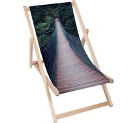 Dreamroots Chaise longue pliante bois, bois de hêtre jusqu'à 130 kg, Chaise longue pliante avec réglage de l'inclinaison du dossier en 3 positions, Footbridge