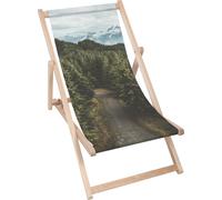 Dreamroots Chaise longue pliante bois, bois de hêtre jusqu'à 130 kg, Chaise longue pliante avec réglage de l'inclinaison du dossier en 3 positions, Forest Track