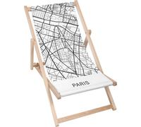 Dreamroots Chaise longue pliante bois, bois de hêtre jusqu'à 130 kg, Chaise longue pliante avec réglage de l'inclinaison du dossier en 3 positions, Paris