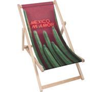 Dreamroots Chaise longue pliante bois, bois de hêtre jusqu'à 130 kg, Chaise longue pliante avec réglage de l'inclinaison du dossier en 3 positions, Mexico Mi Amor