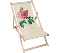 Dreamroots Chaise longue pliante bois jusqu'à 130 kg, Chaise longue pliante avec dossier inclinable en 3 positions, Vintage Pink Flowers