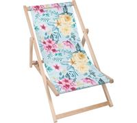 Dreamroots Chaise longue pliante bois jusqu'à 130 kg, Chaise longue pliante avec dossier inclinable en 3 positions, Smell of the Rose