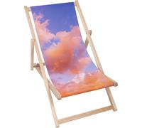 Dreamroots Chaise longue pliante bois jusqu'à 130 kg, Chaise longue pliante avec dossier inclinable en 3 positions, Colourfull Clouds
