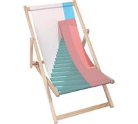 Dreamroots Chaise longue pliante bois jusqu'à 130 kg, Chaise longue pliante avec dossier inclinable en 3 positions, Colorful Architecture