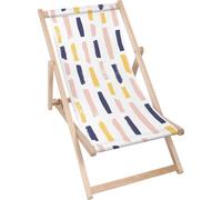 Dreamroots Chaise longue pliante bois jusqu'à 130 kg, Chaise longue pliante avec dossier inclinable en 3 positions, Modern Brush Strokes