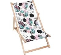 Dreamroots Chaise longue pliante bois jusqu'à 130 kg, Chaise longue pliante avec dossier inclinable en 3 positions, Abstract Leafy Circles