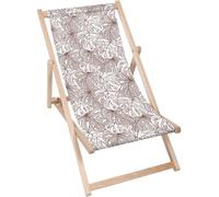 Dreamroots Chaise longue pliante bois jusqu'à 130 kg, Chaise longue pliante avec dossier inclinable en 3 positions, Brown Contours Of Monstera