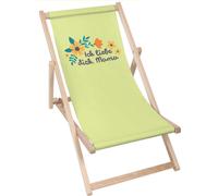 Dreamroots Chaise longue pliante bois,jusqu'à 130 kg, Chaise longue pliante avec réglage de l'inclinaison du dossier en 3 positions, Je t'aime maman vert