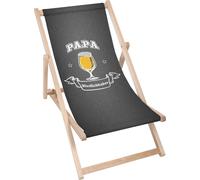 Dreamroots Chaise longue pliante bois jusqu'à 130 kg, Chaise longue pliante avec réglage de l'inclinaison du dossier en 3 positions, Papa amateur de bière