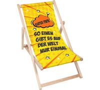 Dreamroots Chaise longue pliante bois jusqu'à 130 kg, Chaise longue pliante avec réglage de l'inclinaison du dossier en 3 positions, Super Papa, il y en a un comme ça