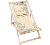 Dreamroots Chaise longue pliante Bois, jusqu'à 130 kg, Chaise longue pliante avec réglage de l'inclinaison du dossier en 3 positions, Maman quoi, mais