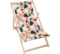 Dreamroots Chaise longue pliante en bois, bois de hêtre jusqu'à 130 kg, Chaise longue pliante avec réglage de l'inclinaison du dossier en 3 positions,Abstract Spring