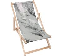 Dreamroots Chaise longue pliante en bois, bois de hêtre jusqu'à 130 kg, Chaise longue pliante avec réglage de l'inclinaison du dossier en 3 positions, Gray Streaks