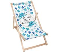 Dreamroots Chaise longue pliante en bois,jusqu'à 130 kg, Chaise longue pliante avec dossier inclinable en 3 positions, La maman la plus cool du monde