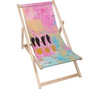 Dreamroots Chaise longue pliante en bois, jusqu'à 130 kg, Chaise longue pliante avec dossier inclinable en 3 positions, Colorful Brush Strokes