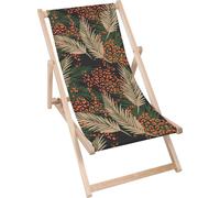 Dreamroots Chaise longue pliante en bois, jusqu'à 130 kg, Chaise longue pliante avec dossier inclinable en 3 positions, Leopard Palm Leaves