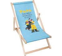 Dreamroots Chaise longue pliante en bois jusqu'à 130 kg, Chaise longue pliante avec réglage de l'inclinaison du dossier en 3 positions, Papa,Tes enfants sont
