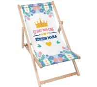 Dreamroots Chaise longue pliante en bois,jusqu'à130kg, Chaise longue pliante avec dossier inclinable en 3 positions,Il n'y a qu'une seule reine maman