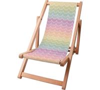 Dreamroots Chaise longue pliante pour enfants Bois jusqu'à 130 kg, Chaise longue pliante avec dossier inclinable en 3 positions, Rainbow Fish Scale