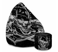 DreamRoots Pouf Chambre avec Tabouret et Sac de Protection - Pouf Poire Adulte ou ado Gamer - Bean Bag Chair avec Remplissage Velvet Smokey Man