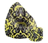 DreamRoots Pouf Chambre avec Tabouret et Sac de Protection - Pouf Poire Adulte ou ado Gamer - Bean Bag Chair avec Remplissage Velvet Abstraction