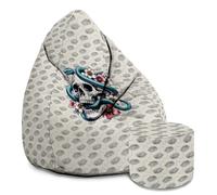 DreamRoots Pouf Chambre avec Tabouret et Sac de Protection - Pouf Poire Adulte ou ado Gamer - Bean Bag Chair avec Remplissage Velvet Snake Skull Flower