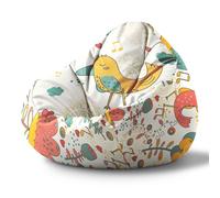 Dreamroots Pouf Paradise Enfants avec garnissage, Coussin de sol Pouf, Chambre Enfants 70x70x105 cm, Bean Bag Enfants, Pouf Enfants, Happy Yellow Bird