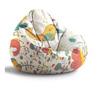 Dreamroots Pouf Paradise Enfants avec garnissage, Coussin de sol Pouf, Chambre Enfants 70x70x105 cm, Bean Bag Enfants, Pouf Enfants, Happy Yellow Bird
