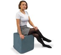 DreamRoots Pouf Velours Côtelé 40x40x40 cm - Repose Pied Salon, Canape, Siège d’Appoint ou Table Basse, Pouf Tabouret Polyvalent, Carré, Bleu foncé