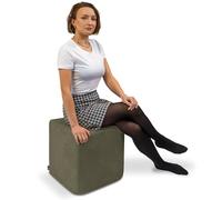 DreamRoots Pouf Velours Côtelé 40x40x40 cm - Repose Pied Salon, Canape, Siège d’Appoint ou Table Basse, Pouf Tabouret Polyvalent, Carré, Vert Clair