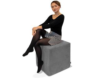 DreamRoots Pouf Velours Côtelé 50x50x50 cm - Repose Pied Salon, Canape, Siège d’Appoint ou Table Basse, Pouf Tabouret Polyvalent, Carré, Gris foncé