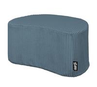 DreamRoots Pouf Velours Côtelé 54x36x35 cm - Repose Pied Salon, Canape, Siège d’Appoint ou Table Basse, Pouf Tabouret Polyvalent, Demi-Lune, Bleu foncé