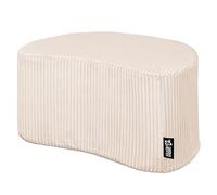 DreamRoots Pouf Velours Côtelé 54x36x35 cm - Repose Pied Salon, Canape, Siège d’Appoint ou Table Basse, Pouf Tabouret Polyvalent, Demi-Lune, Crème