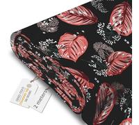 DreamRoots Tissu imperméable extérieur au metre 160 cm Largeur - Toile exterieure impermeable 100% de polyester 600D 220g/m - Tissus au metre ameublement Red Tropical Ficus 2M
