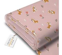 DreamRoots Tissu imperméable extérieur au metre 160 cm Largeur - Toile exterieure impermeable 100% de polyester 600D 220g/m - Tissus au metre ameublement Corgi Tulips mètre linéaire