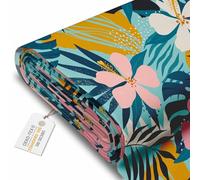 DreamRoots Tissu imperméable extérieur au metre 160 cm Largeur - Toile exterieure impermeable 100% de polyester 600D 220g/m - Tissus au metre ameublement Flowers Tropical Palm mètre linéaire