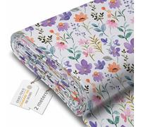 DreamRoots Tissu imperméable extérieur au metre 160 cm Largeur - Toile exterieure impermeable 100% de polyester 600D 220g/m - Tissus au metre ameublement Land of Flowers 2M