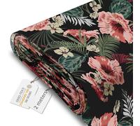 DreamRoots Tissu imperméable extérieur au metre 160 cm Largeur - Toile exterieure impermeable 100% de polyester 600D 220g/m - Tissus au metre ameublement Red Tropical Petunia 2M