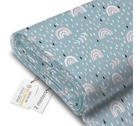 DreamRoots Tissu imperméable extérieur au metre 160 cm Largeur - Toile exterieure impermeable 100% de polyester 600D 220g/m - Tissus au metre ameublement Rainbow and Raindrops 2M