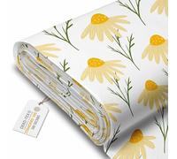 DreamRoots Tissu imperméable extérieur au metre 160 cm Largeur - Toile exterieure impermeable 100% de polyester 600D 220g/m - Tissus au metre ameublement Yellow Cute Daisy Flowers mètre linéaire