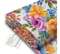 DreamRoots Tissu imperméable extérieur au metre 160 cm Largeur - Toile exterieure impermeable 100% de polyester 600D 220g/m - Tissus au metre ameublement Petals in the Sun 2M