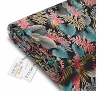 DreamRoots Tissu imperméable extérieur au metre 160 cm Largeur - Toile exterieure impermeable 100% de polyester 600D 220g/m - Tissus au metre ameublement Dark Tropical Leaves 1M