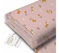 DreamRoots Tissu imperméable extérieur au metre 160 cm Largeur - Toile exterieure impermeable 100% de polyester 600D 220g/m - Tissus au metre ameublement Corgi Tulips 2M