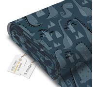 DreamRoots Tissu imperméable extérieur, Dark Cartoon Style Dinosaur, 1 m