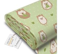 DreamRoots Tissu imperméable extérieur, Hedgehog and Grass, 1 m | Tissu extérieur imperméable au mètre, motifs enfant, toile polyester 600D 220 g/m², anti UV, ameublement