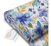 DreamRoots Tissu imperméable extérieur, Yellow and Blue Flowers, 1 m