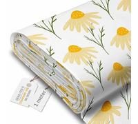 DreamRoots Tissu imperméable extérieur, Yellow Cute Daisy Flowers, 1 m