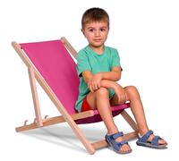 DreamRoots Transat Enfant Bois Chilienne Chaise Longue, Rose, S | Chaise longue enfant extérieur, bain de soleil, chaise de plage, fauteuil jardin, pliable, hêtre, polyester 130 kg