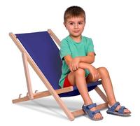 DreamRoots Transat Enfant Bois Chilienne Chaise Longue, Royal, S | Chaise longue enfant extérieur, bain de soleil, chaise de plage, fauteuil jardin, pliable, hêtre, polyester 130 kg