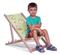 DreamRoots Transat Enfant Bois Chilienne, Hedgehog and Grass, Taille S | Chaise longue enfant extérieur, bain de soleil, chaise de plage, fauteuil jardin, pliable, hêtre, polyester 130 kg